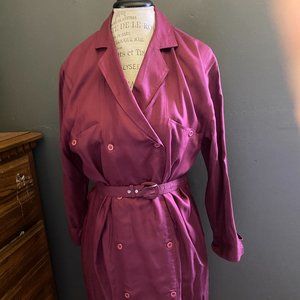 Vintage maroon double breasted belted maxi shirt dress sz 4